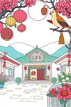 《葵町四季》场景商用合集封面，四季分格排布的画面