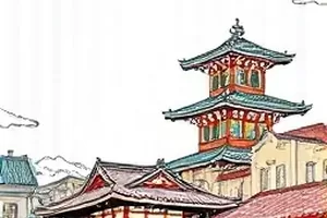 《风铃邮局》立绘商用包封面，角色立在邮筒旁